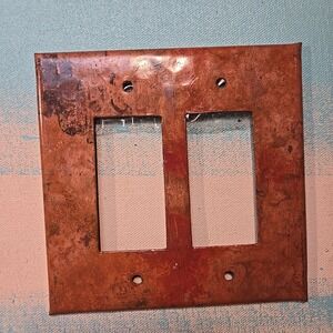 VTG Copper Double Rocker Switch Plate Rustic Patina Arts Metal Wall Hardware USA
